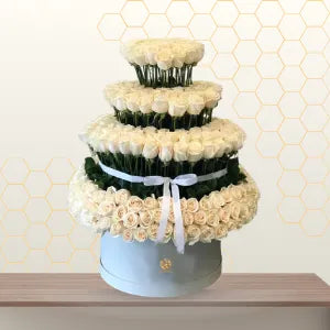 White Roses Standing Box Arrangement