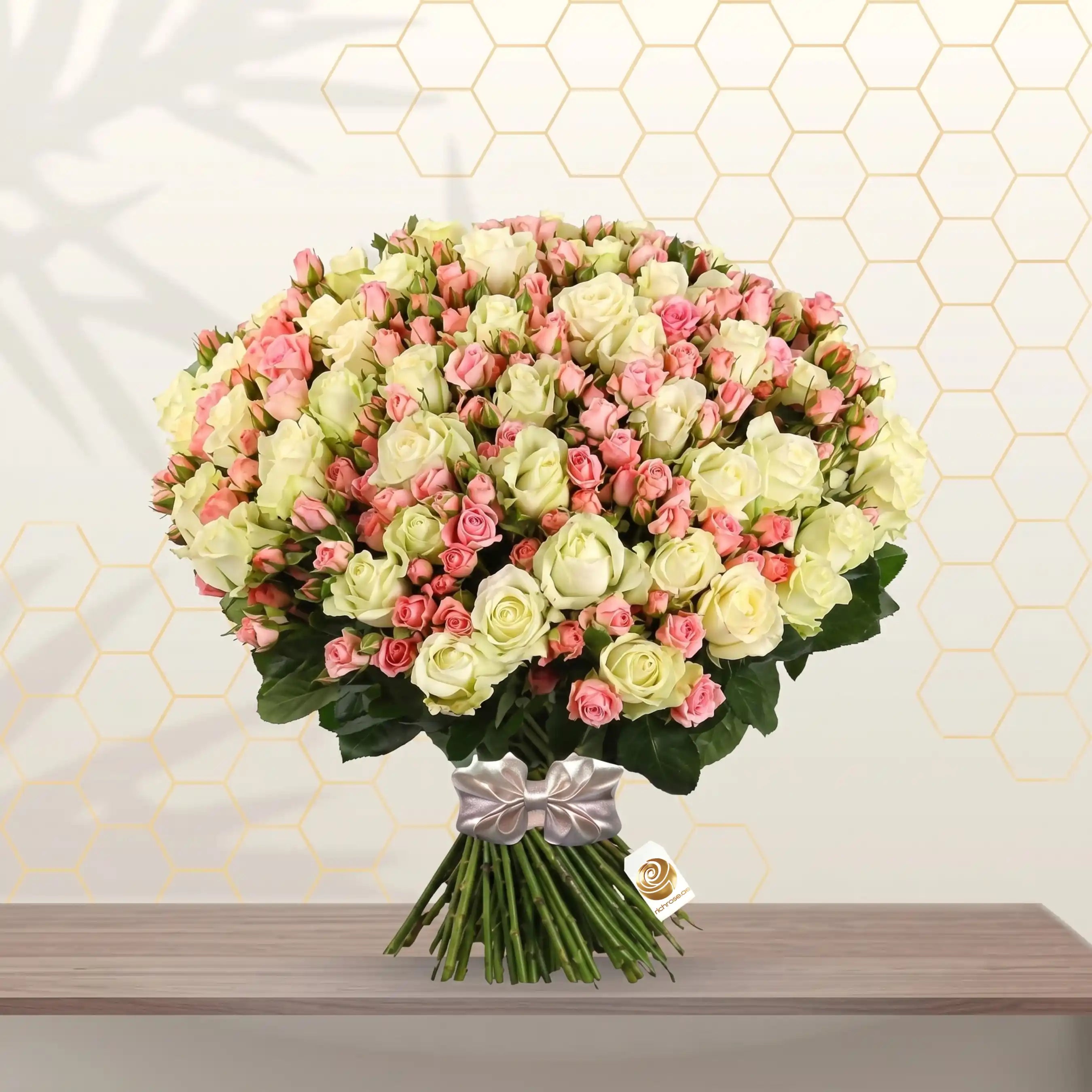 YULIANA- BUNCH OF WHITE ROSES & PINK BABY ROSES Main image