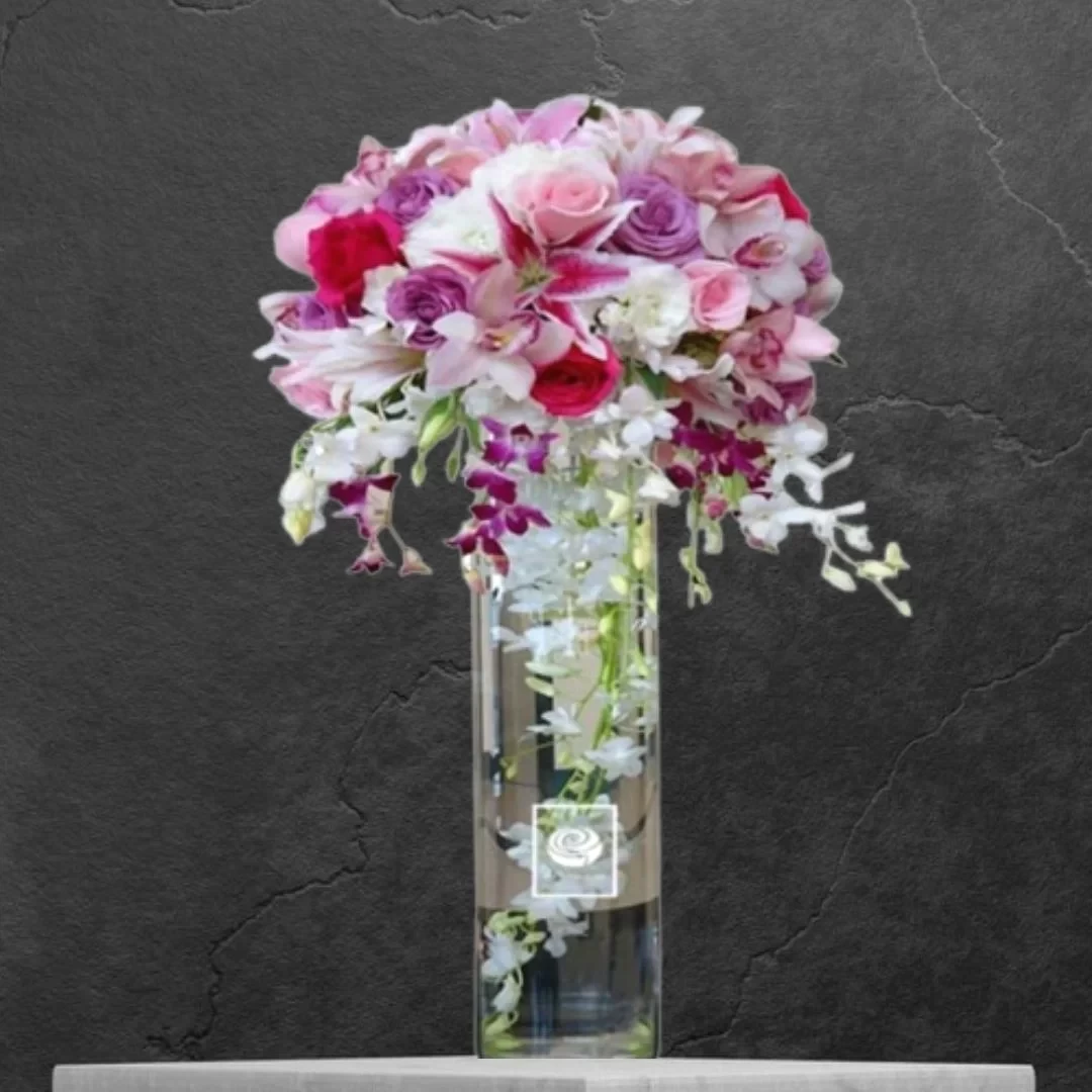 MARILYN - Light Color Tall and Falling Style Glass Vase Arrangement
