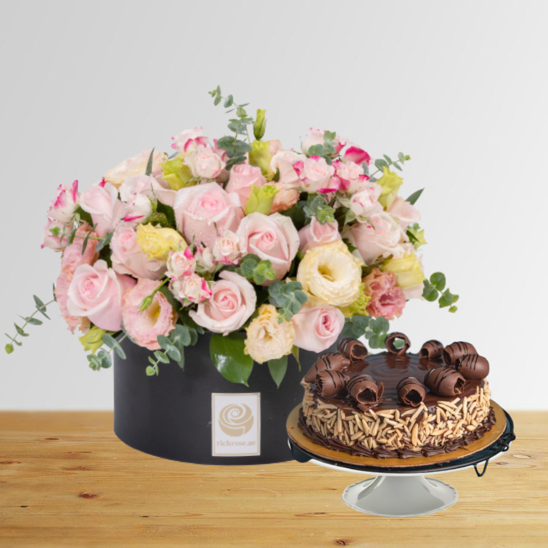 Birthday Magic - Roses Hat Box with cake