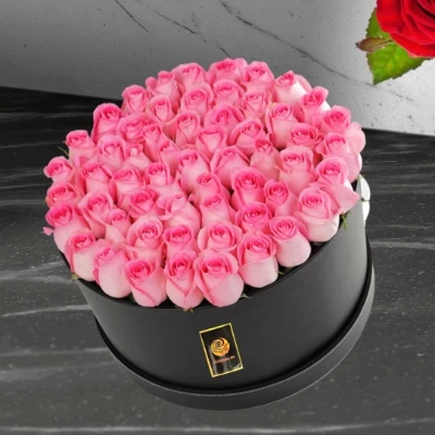 Precious - Valentine's Pink Roses in Round Box