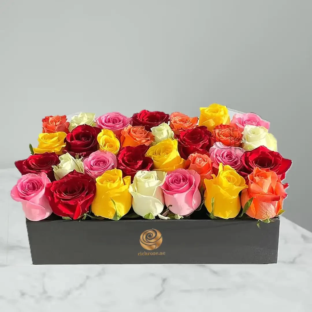 Mixed Roses in Rectangle Box