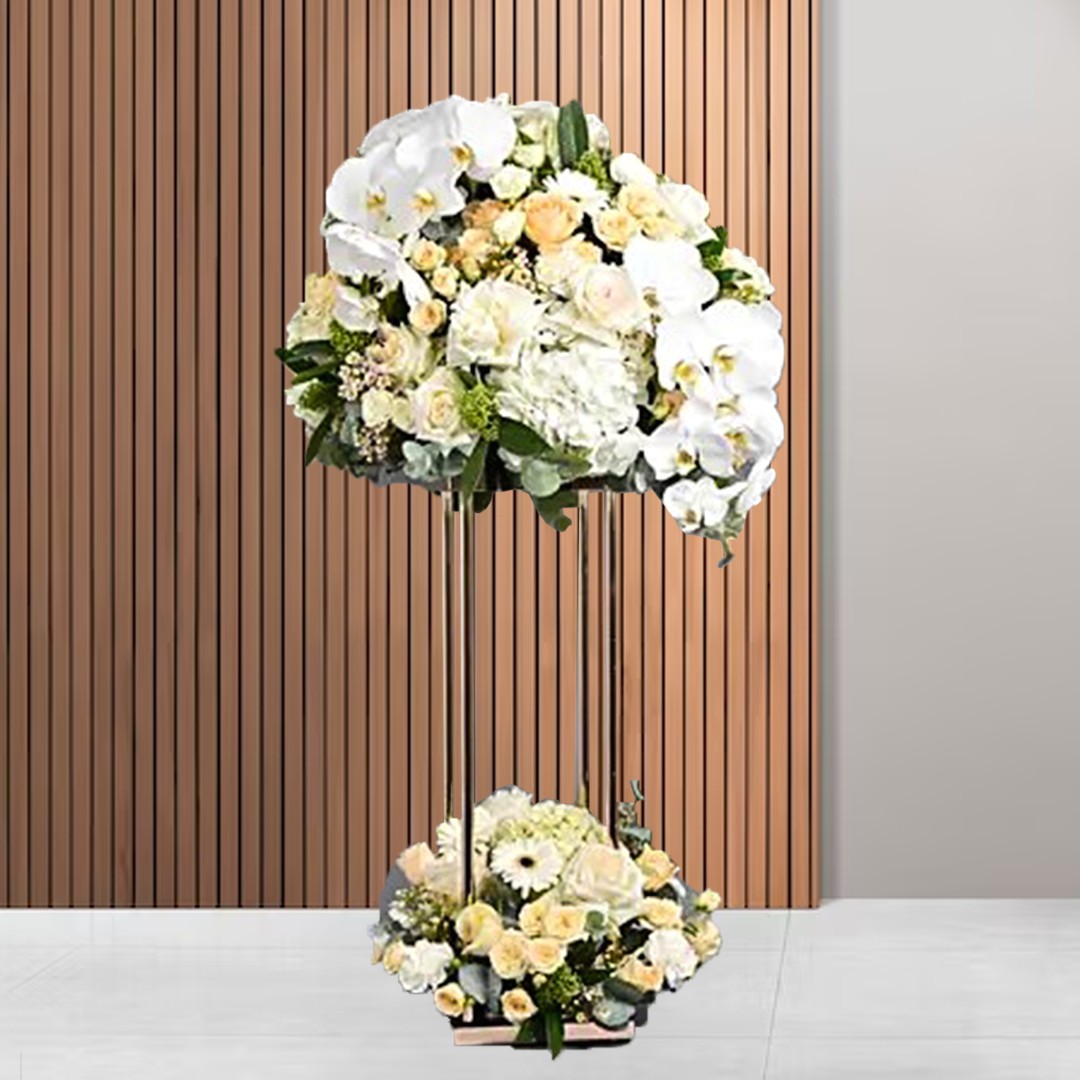 White and Peach Flowers - Stand