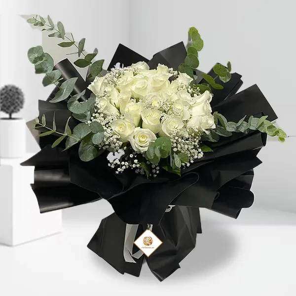 CHISINAO- Magical White Roses Flower Bouquets