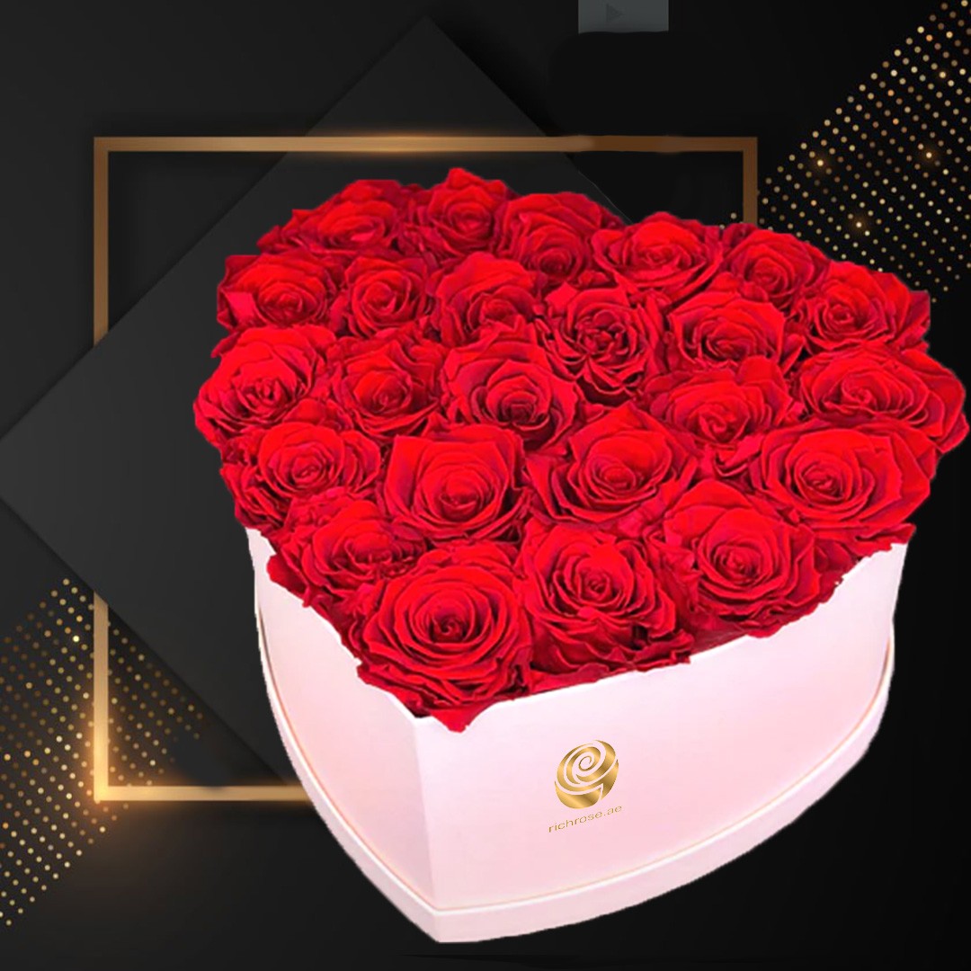 Kristen - Valentines Heart Shape White Box Arrangement