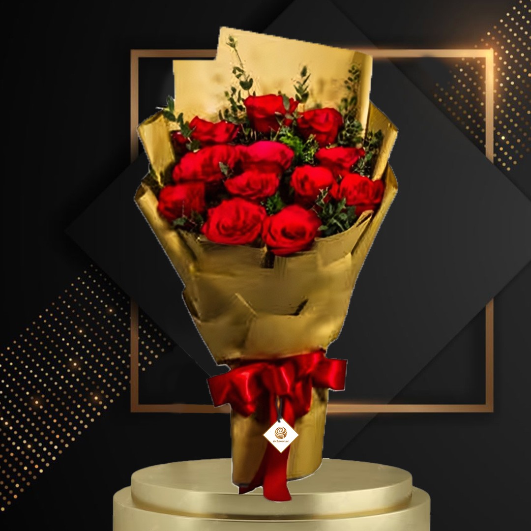 Babe - Valentine's Red Roses Golden Bouquet