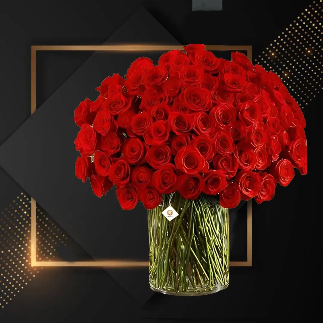 Blossom - Valentine's Red Roses in Cylinder Vase