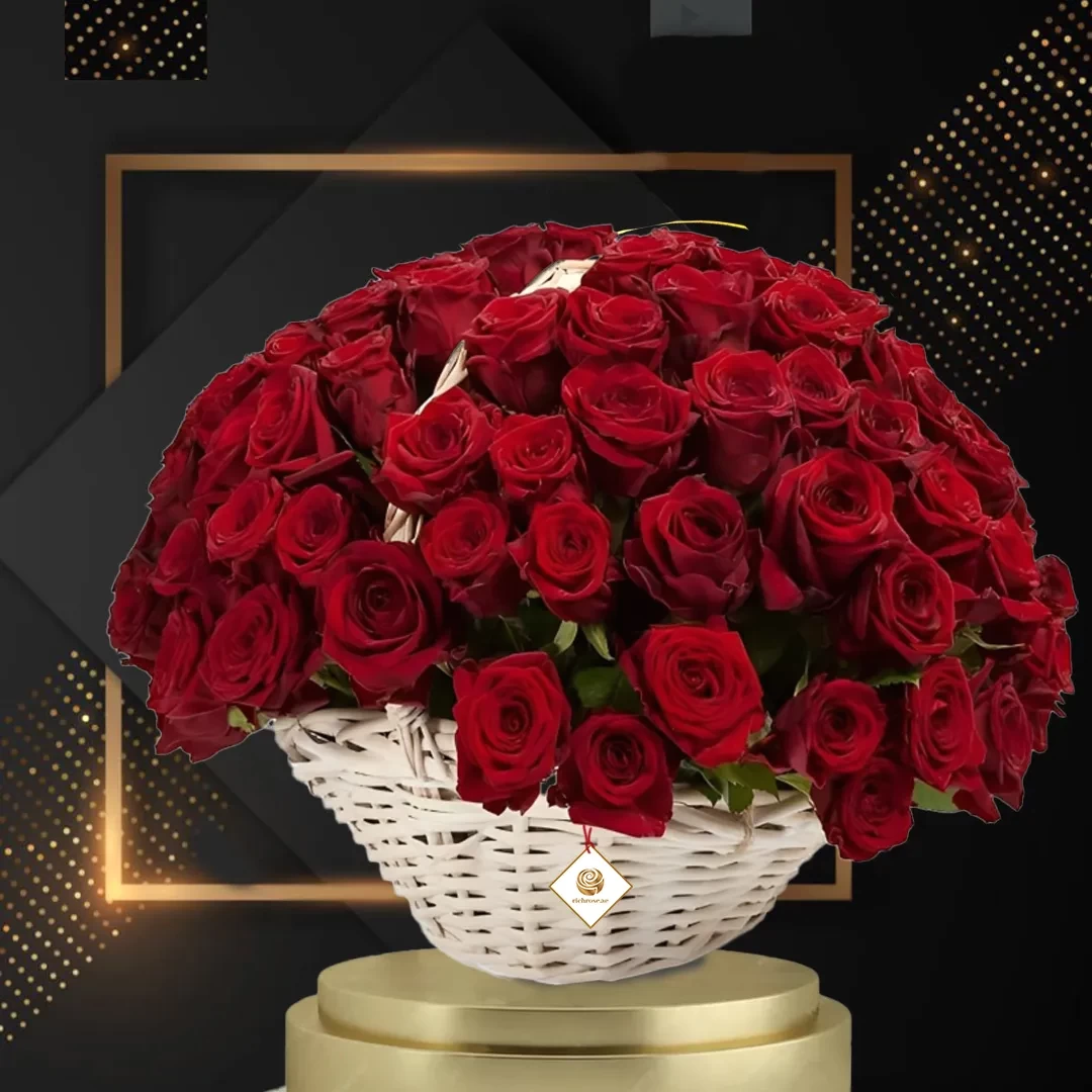 Rose and Lover - Red Roses Nicely Arranged in Basket