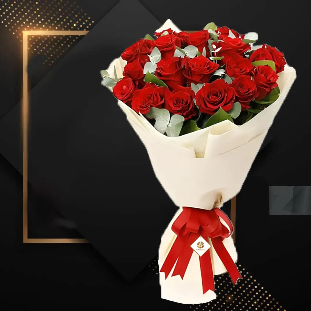 Bella - Valentines Red Roses with White Wrapping