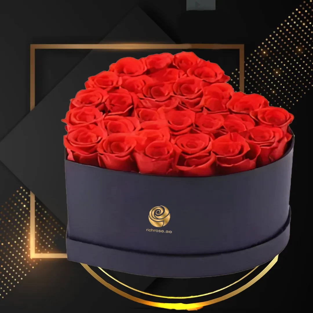 Alicia -  Valentines Red Roses in Black Heart Box