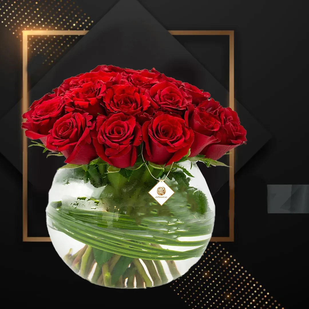 CaraMia - Valentine's Red Roses in Small Fish Bowl