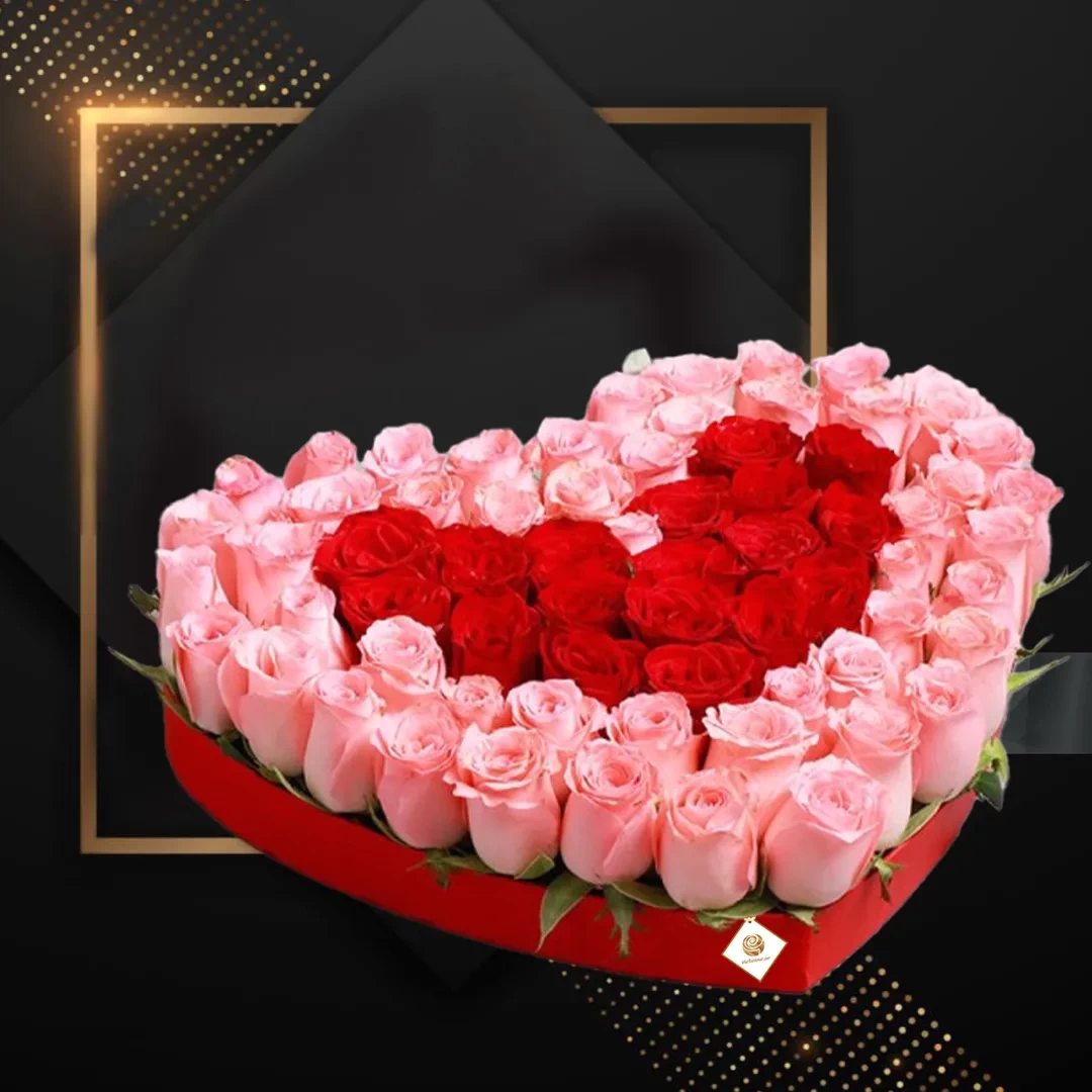 Poppy - Valentine's Pink and Red Roses Heart Box