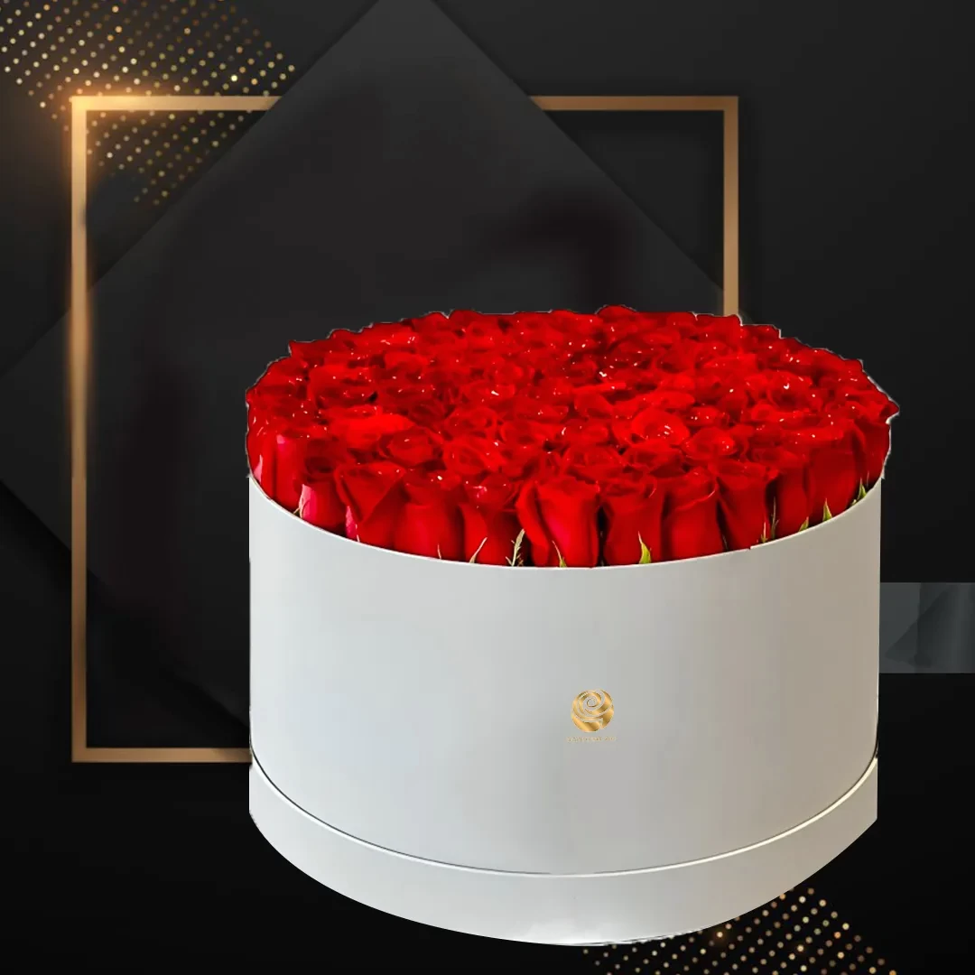 Kaya - Valentine's Red Roses white round box