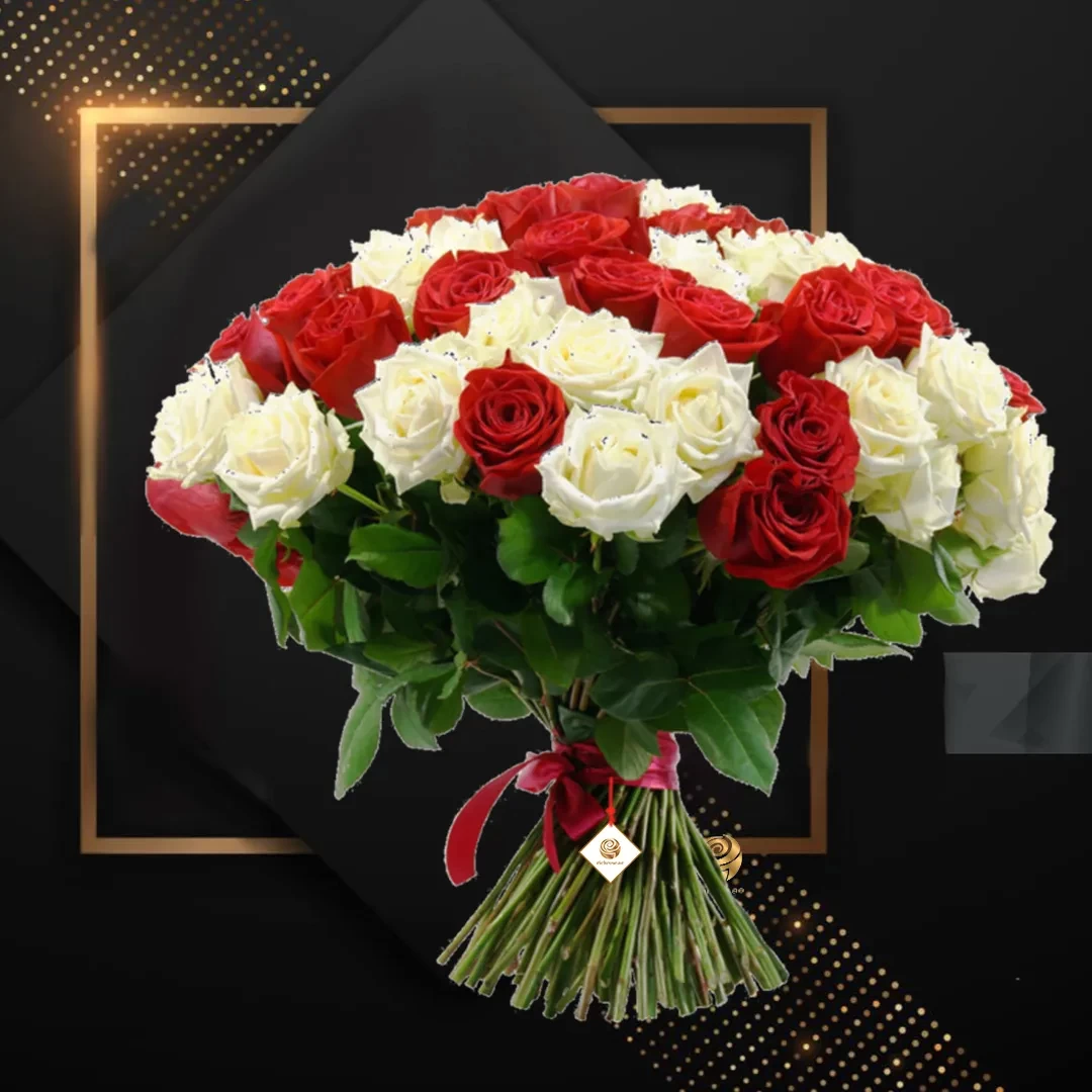 Djibouti - Valentines Red and White Roses Bunch