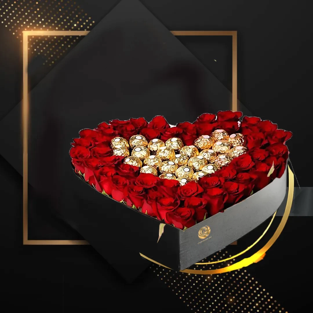 Willow - Valentine's Red Roses and Rocher Ferroro Heart Box