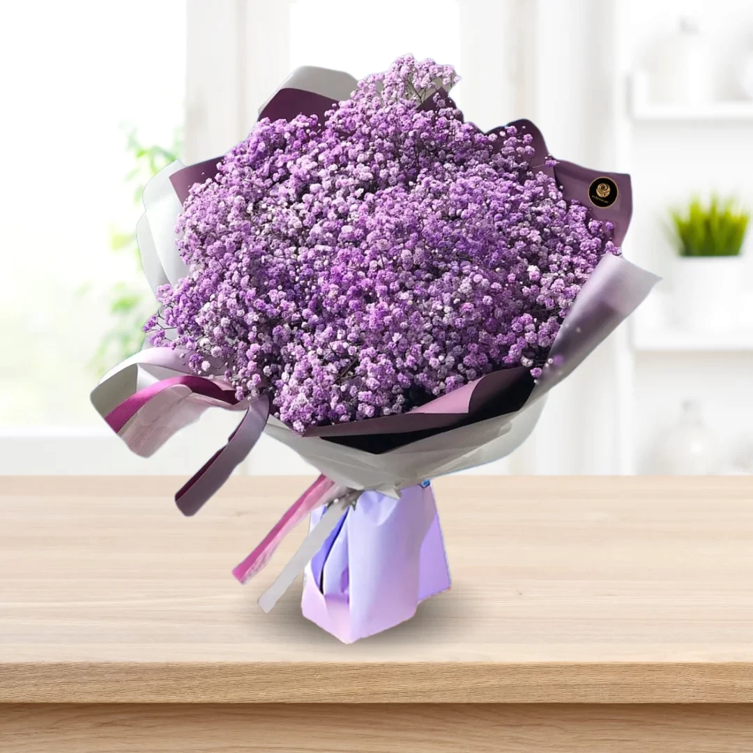Purple Gypsophilia Bouquet