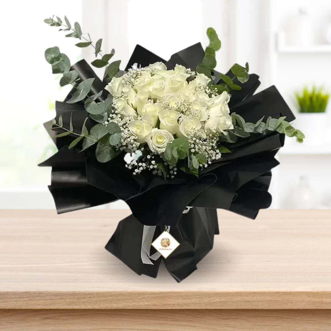 CHISINAO- Magical White Roses Flower Bouquets