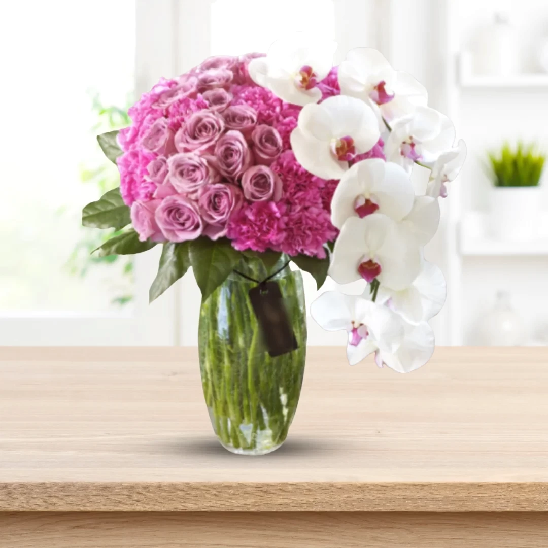 Tokyo - Purple Flowers & Phalaenopsis in Vase