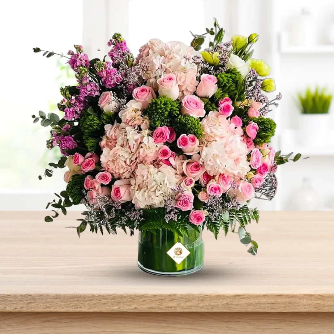 Premium Exotic Pink Flowers in Vase