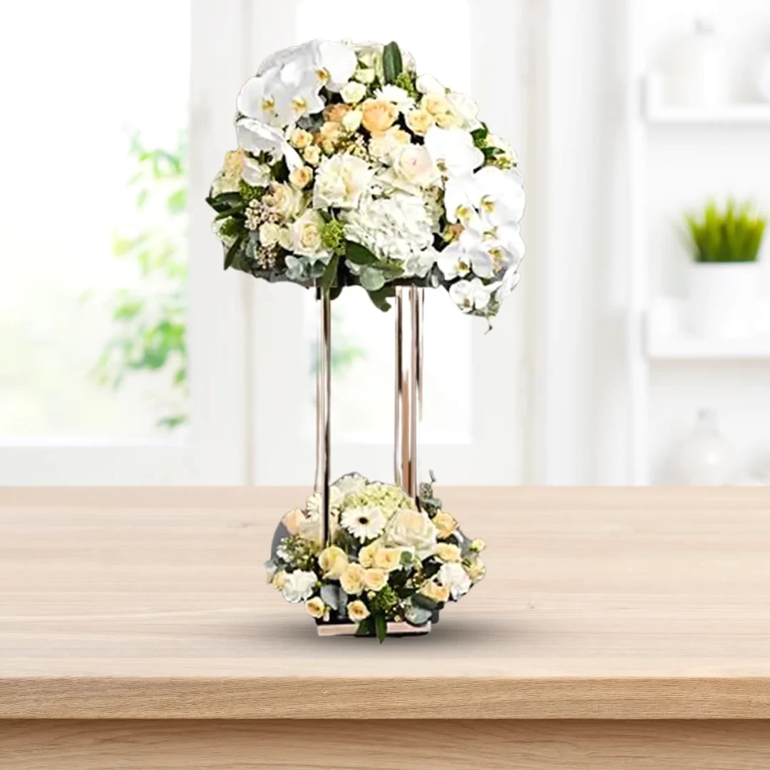 White and Peach Flowers - Stand