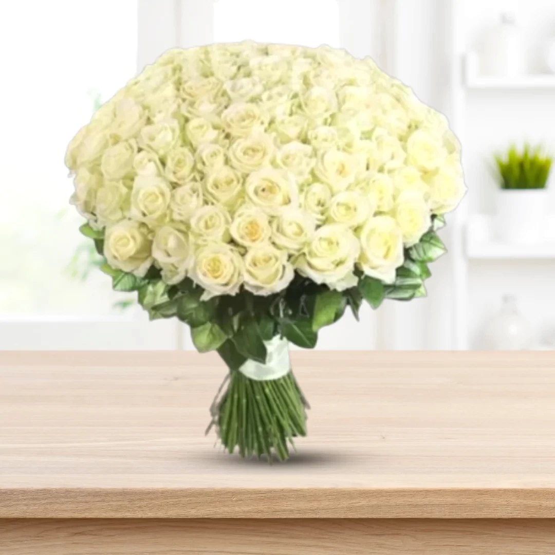 100 Roses - Valentine's Compromise White Rose Bunch