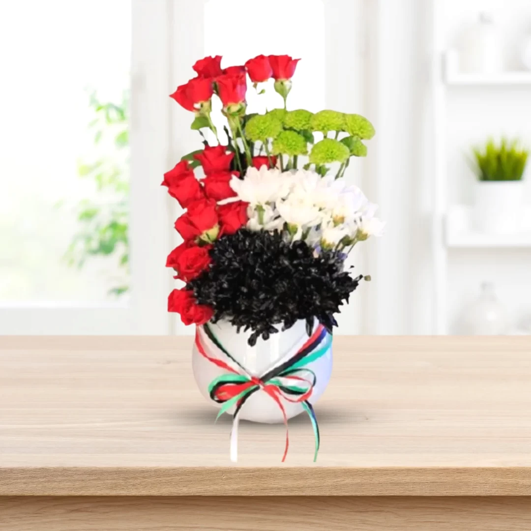 UAE Flag Color Arrangement in White Vase