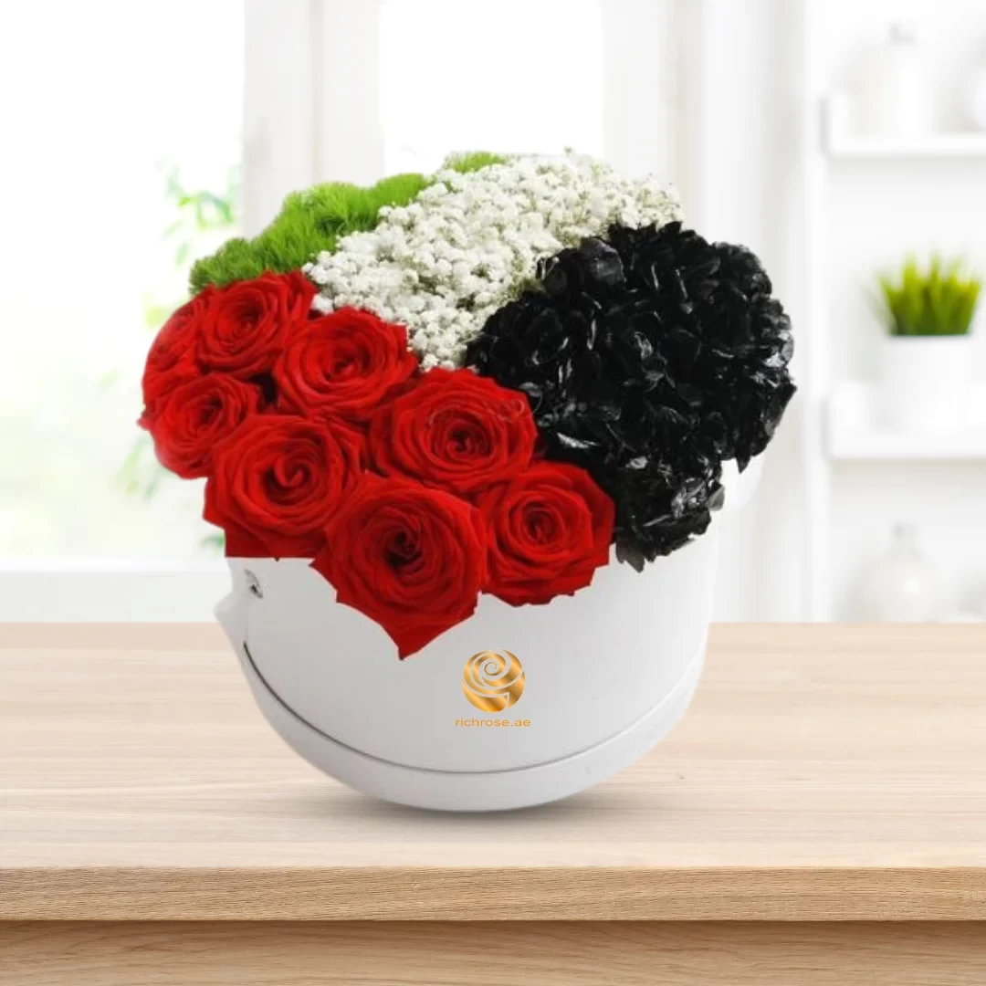 UAE Flag in White Round Box 