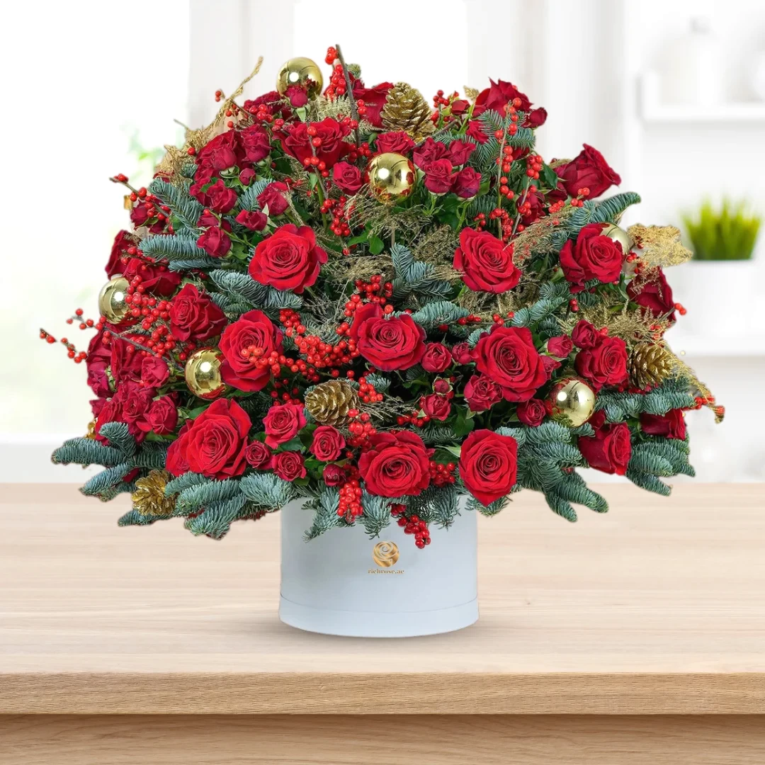 Christmas Flowers - Red Roses - Box Arrangment