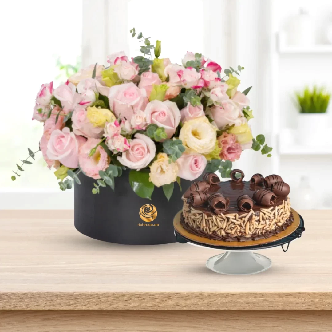 Birthday Magic - Roses Hat Box with cake