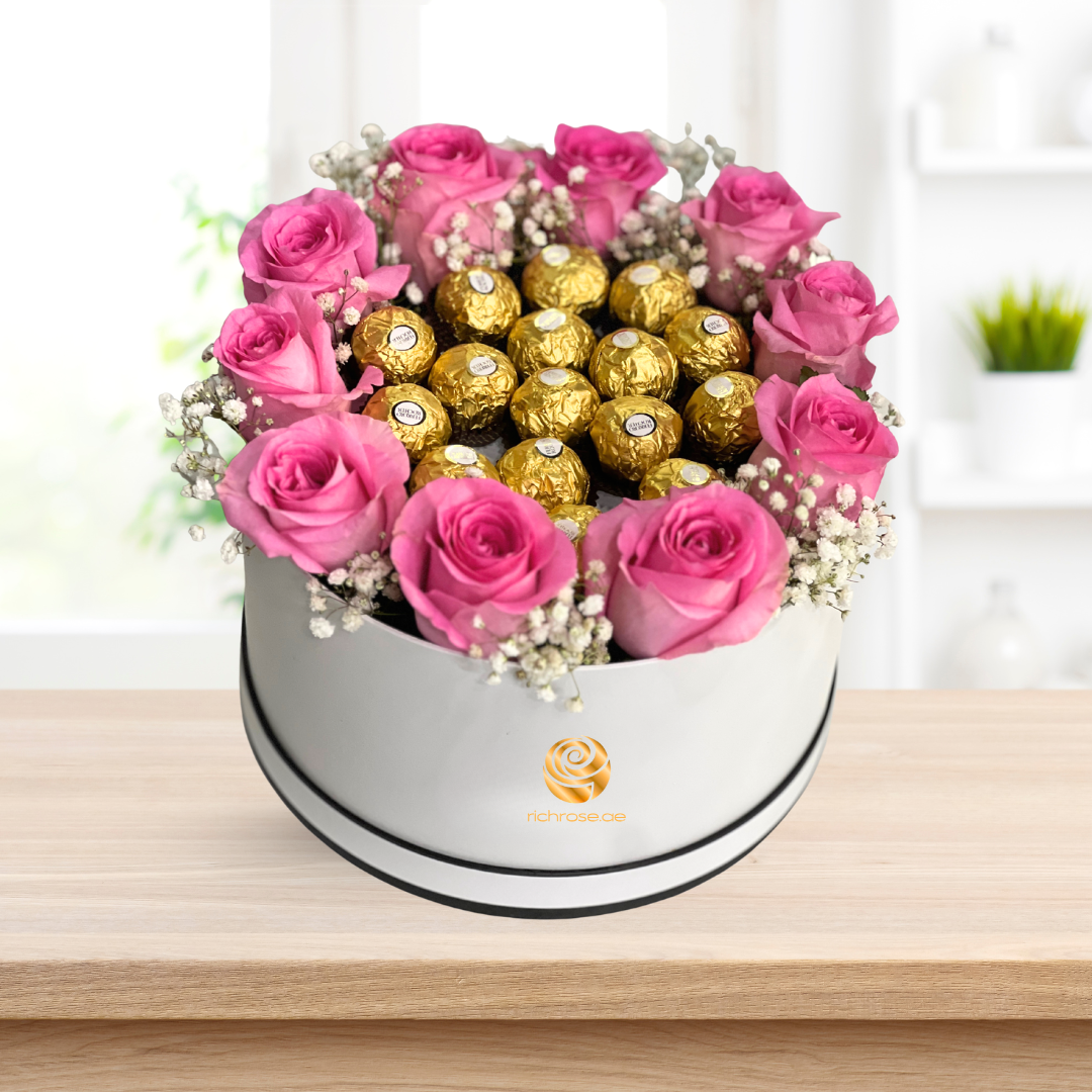 Peaceful Birthday -  Roses & Rocher Ferrero box