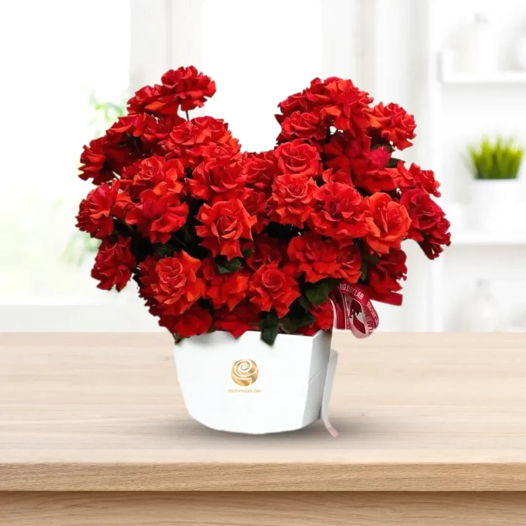 UPGRADED - Red Rose Bouquet in Elegant White Box