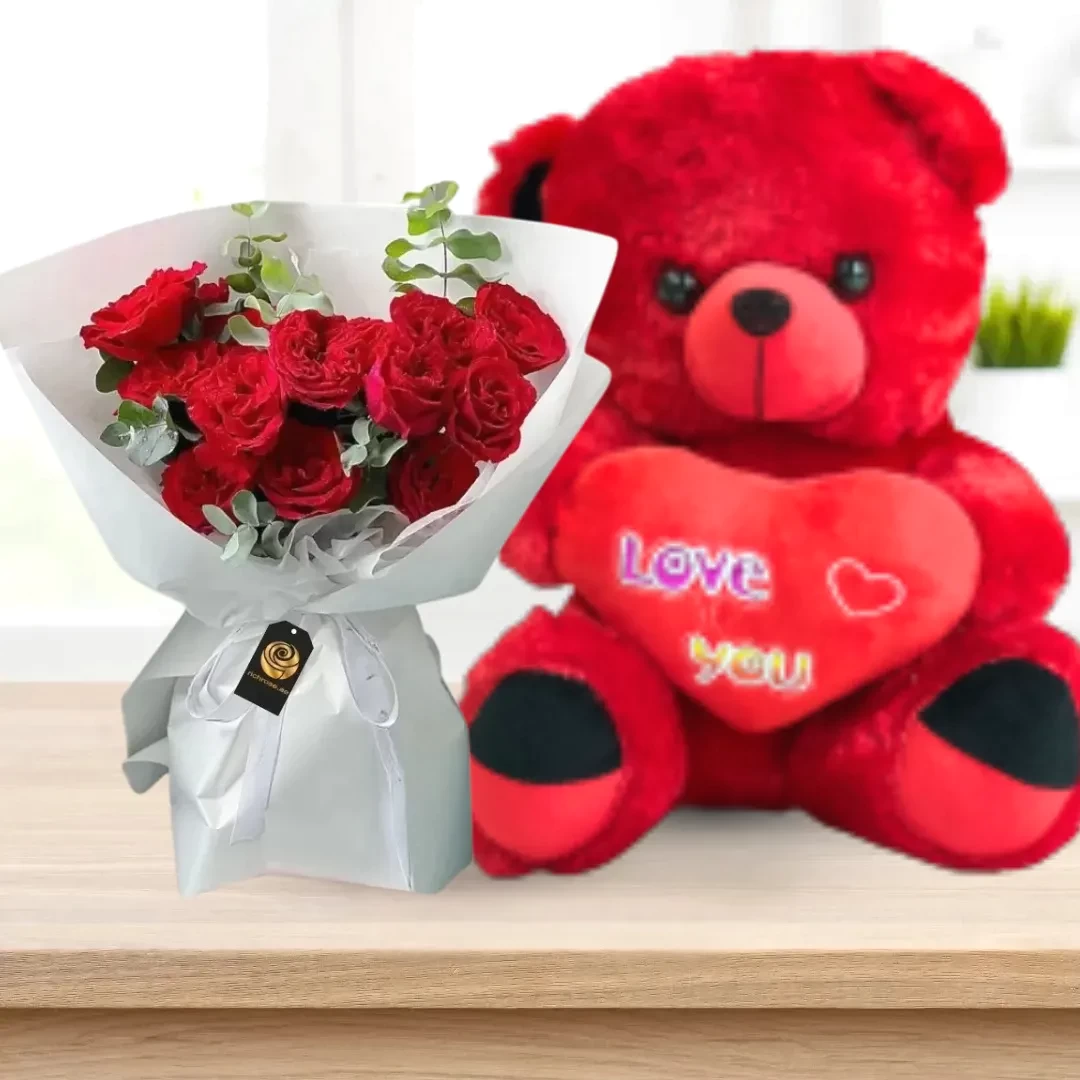 Gloria with 90cm Teddy