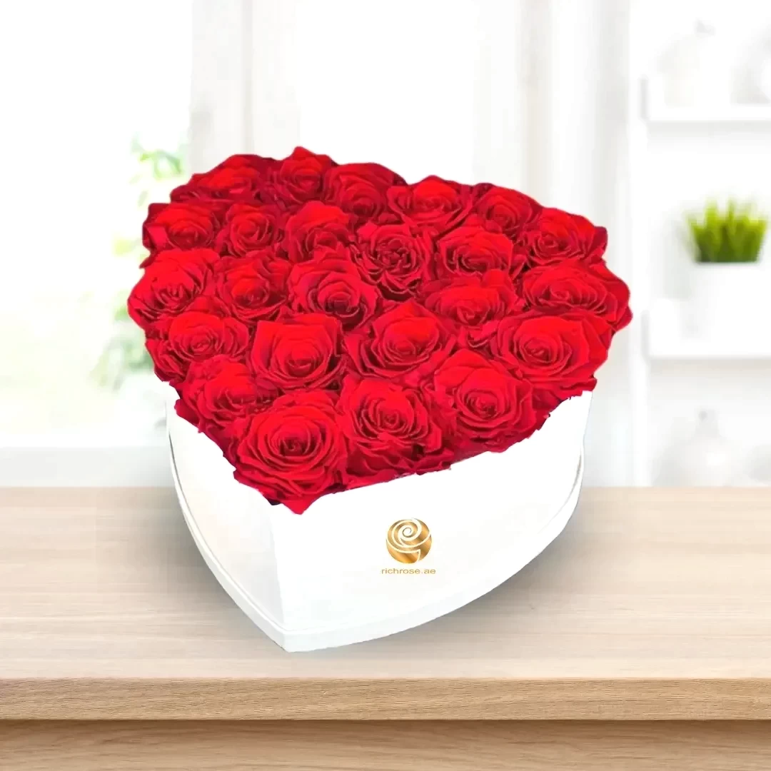  - Valentines Heart Shape White Box Arrangement