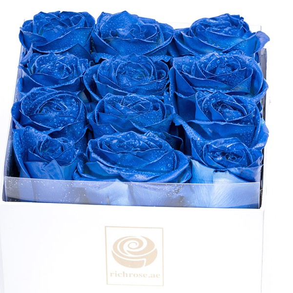 BUDAPEST- Painted Blue Roses in a Box