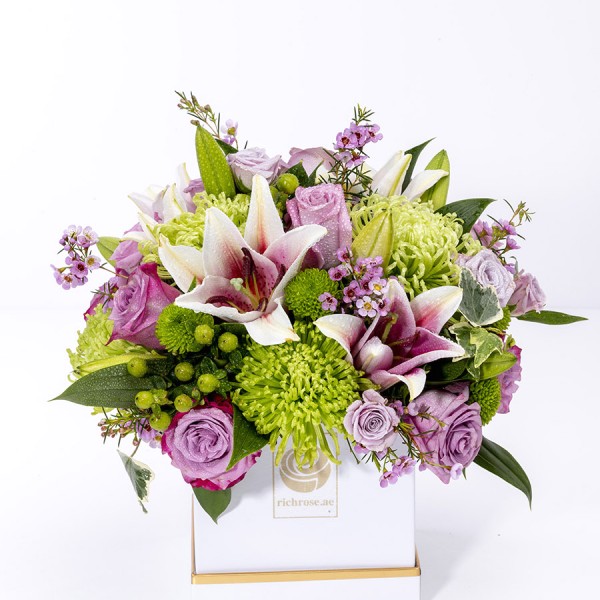 MORONI- Elegant Lilly & Purple Roses Box