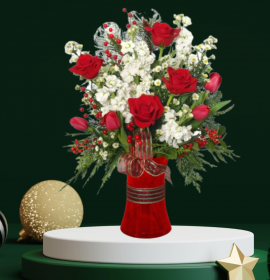 Red white christmas flowers