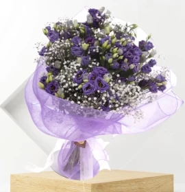 purple eustoma flower bouquet - flower delivery dubai
