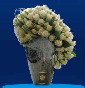 white roses in tall vase - flowers for events