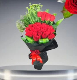 Jordana - Valentines Simply Hand Bouquet With Red and Green