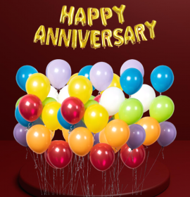 Happy Anniversary Mixed Color Balloon Decoration