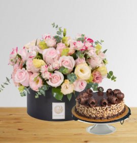 flower box and cake