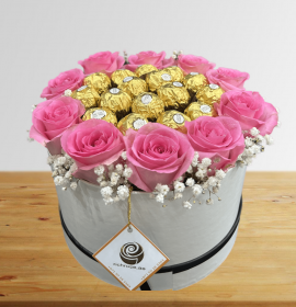 Peaceful Birthday -  Roses & Rocher Ferrero box