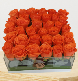 Orange Roses in Glass box - Flower delivery dubai