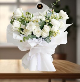 White Roses & Eustoma Bouquet