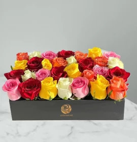 Mixed Roses in Rectangle Box