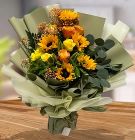 Sun Flower and Yellow Flowers Bouquet