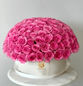100 Pink Roses in Premium Round Box 