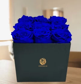 BUDAPEST- Painted Blue Roses in a Box