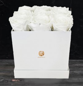 ROSEAU- Elegant White Roses Box Arrangement