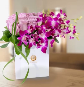 mixed purple flowers box